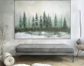 Original Forest Painting Green Woods in Morning Mist oil art landscape